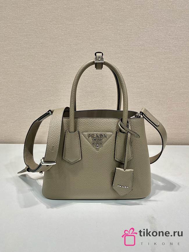 Prada Double Saffiano Leather Mini Bag Gray - 25x18.5x12.5cm - 1