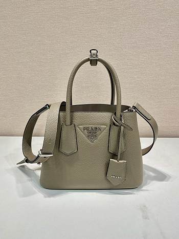 Prada Double Saffiano Leather Mini Bag Gray - 25x18.5x12.5cm