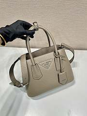 Prada Double Saffiano Leather Mini Bag Gray - 25x18.5x12.5cm - 4