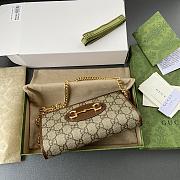 Gucci Horsebit 1955 Wallet With Chain Beige/ Ebony GG Supreme - 19×10×4cm - 6