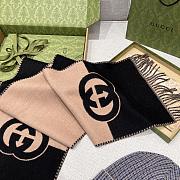 Gucci Wool With Interlocking G Scarf Beige/ Black - 3