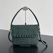 Botega Veneta Swing Intrecciato Leather Shoulder Bag Emerald Green - 25x19x6cm - 1