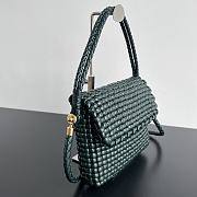 Botega Veneta Swing Intrecciato Leather Shoulder Bag Emerald Green - 25x19x6cm - 3