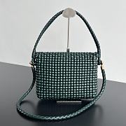 Botega Veneta Swing Intrecciato Leather Shoulder Bag Emerald Green - 25x19x6cm - 2