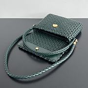 Botega Veneta Swing Intrecciato Leather Shoulder Bag Emerald Green - 25x19x6cm - 5