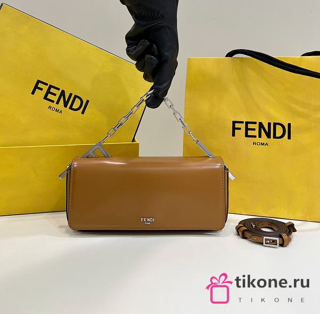 Fendi First Sight Pouch In Calf Leather Brown - 23x13x7cm - 1