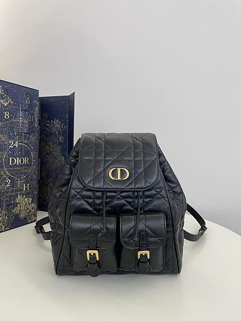 Medium Dior Caro Backpack Black Macrocannage Lambskin - 23x26.7x12.5cm