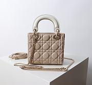 Mini Lady Dior Bag Two Tone Beige and Latte Cannage Lambskin - 17x15x7cm - 3