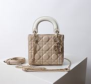 Mini Lady Dior Bag Two Tone Beige and Latte Cannage Lambskin - 17x15x7cm - 6