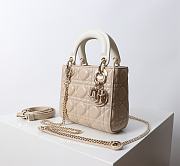 Mini Lady Dior Bag Two Tone Beige and Latte Cannage Lambskin - 17x15x7cm - 4