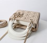 Mini Lady Dior Bag Two Tone Beige and Latte Cannage Lambskin - 17x15x7cm - 2