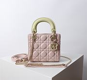 Mini Lady Dior Bag Two Tone Pink and Yellow Cannage Lambskin - 17x15x7cm - 1