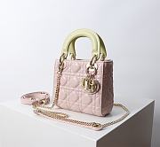 Mini Lady Dior Bag Two Tone Pink and Yellow Cannage Lambskin - 17x15x7cm - 6