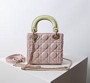 Mini Lady Dior Bag Two Tone Pink and Yellow Cannage Lambskin - 17x15x7cm - 3