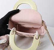 Mini Lady Dior Bag Two Tone Pink and Yellow Cannage Lambskin - 17x15x7cm - 2