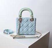 Mini Lady Dior Bag Two Tone Blue and Green Cannage Lambskin - 17x15x7cm - 2