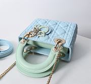 Mini Lady Dior Bag Two Tone Blue and Green Cannage Lambskin - 17x15x7cm - 3