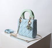 Mini Lady Dior Bag Two Tone Blue and Green Cannage Lambskin - 17x15x7cm - 4