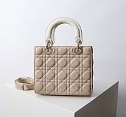 Small Lady Dior Bag Two Tone Beige and Latte Cannage Lambskin - 20x17x8cm  - 5