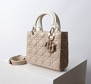 Small Lady Dior Bag Two Tone Beige and Latte Cannage Lambskin - 20x17x8cm  - 3