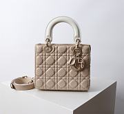 Small Lady Dior Bag Two Tone Beige and Latte Cannage Lambskin - 20x17x8cm  - 4