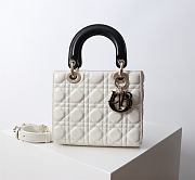 Small Lady Dior Bag Two Tone Latte and Black Cannage Lambskin - 20x17x8cm - 1