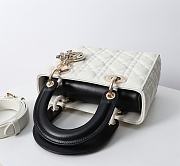 Small Lady Dior Bag Two Tone Latte and Black Cannage Lambskin - 20x17x8cm - 5