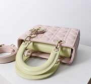 Small Lady Dior Bag Two Tone Pink and Yellow Cannage Lambskin - 20x17x8cm - 5