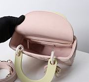 Small Lady Dior Bag Two Tone Pink and Yellow Cannage Lambskin - 20x17x8cm - 4