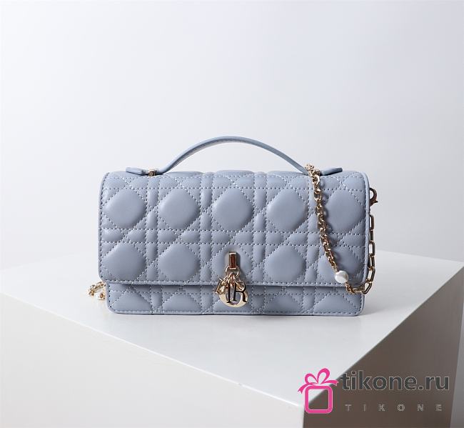 My Dior Mini Bag Pale Blue Cannage Lambskin - 21x11.5x4.5cm - 1