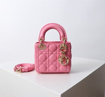 Lady Dior Micro Bag Candy Pink Cannage Lambskin - 12x10.2x5cm