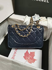 Chanel Flap Bag Shiny Crumpled Calfskin & Gold-Tone Metal Navy Blue - 15.5×24.5×7cm - 5