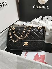 Chanel Large Flap Bag Shiny Crumpled Calfskin & Gold-Tone Metal Dark Black - 19.5×28×7cm - 1