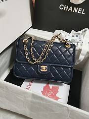 Chanel Large Flap Bag Shiny Crumpled Calfskin & Gold-Tone Metal Dark Navy Blue - 19.5×28×7cm - 4