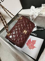 Chanel Flap Bag Shiny Crumpled Calfskin & Gold-Tone Metal Dark Brown - 15.5×24.5×7cm - 2