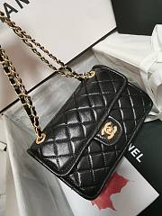 Chanel Flap Bag Shiny Crumpled Calfskin & Gold-Tone Metal Dark Black - 15.5×24.5×7cm - 2