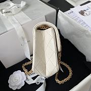 Chanel Mini 2.55 Handbag Aged Calfskin & Gold Tone Metal White - 15.5×20×6cm - 6