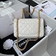 Chanel Mini 2.55 Handbag Aged Calfskin & Gold Tone Metal White - 15.5×20×6cm - 3