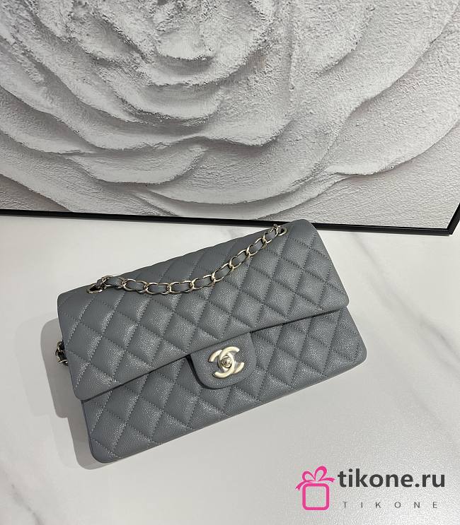 Chanel Classic Flap Caviar Quilted Gray - 15.5×25.5×6.5cm - 1