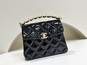 Chanel Mini Flap Bag With Top Handle Patent Black - 15x19x7cm - 3