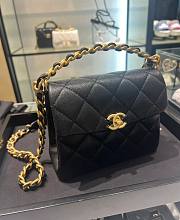 Chanel Mini Flap Bag With Top Handle Caviar Black - 15x19x7cm - 6