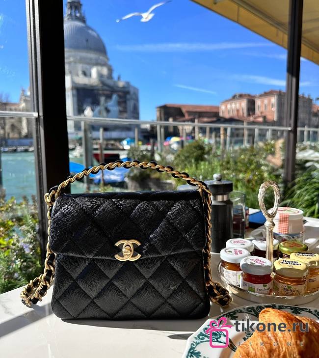 Chanel Mini Flap Bag With Top Handle Caviar Black - 15x19x7cm - 1