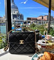 Chanel Mini Flap Bag With Top Handle Caviar Black - 15x19x7cm - 1