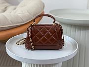 Chanel Mini Bag with Top Handle Shiny Lambskin & Gold Tone Metal Brown - 12×18×7cm - 3