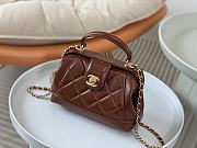 Chanel Mini Bag with Top Handle Shiny Lambskin & Gold Tone Metal Brown - 12×18×7cm - 2