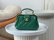 Chanel Mini Bag with Top Handle Shiny Lambskin & Gold Tone Metal Green - 12×18×7cm - 1