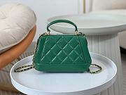 Chanel Mini Bag with Top Handle Shiny Lambskin & Gold Tone Metal Green - 12×18×7cm - 4