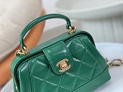 Chanel Mini Bag with Top Handle Shiny Lambskin & Gold Tone Metal Green - 12×18×7cm - 2