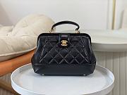 Chanel Small Bag with Top Handle Shiny Lambskin & Gold Tone Metal Black - 16×23.5×8cm  - 1