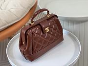 Chanel Small Bag with Top Handle Shiny Lambskin & Gold Tone Metal Brown - 16×23.5×8cm  - 6